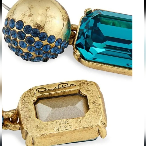 NWOT Rare. Autentic. Half Pavé Crystal Drop Earrings by Oscar de la Renta - Picture 5 of 10